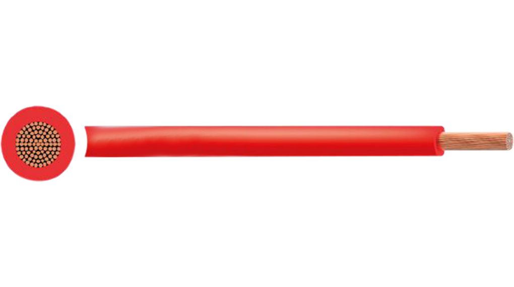 Flexible Stranded Wire PVC, 0.5mm², Bare Copper, Red, H05V2-K, 100m