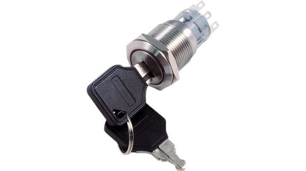 Anti-Vandal Keylock Switch 2CO 250 VAC 3-Pos 45° ON-ON