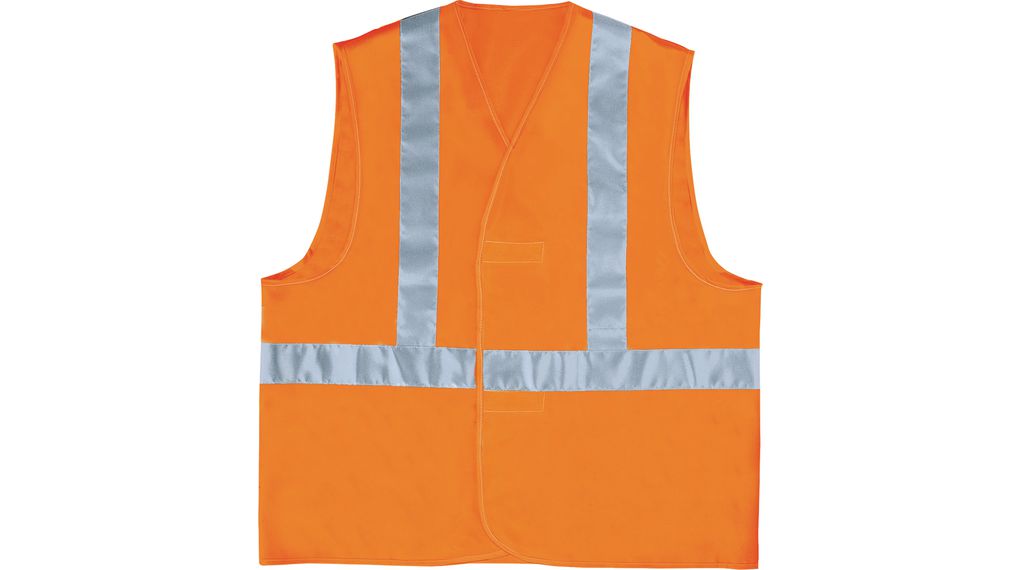 High Visibility Vest, L, Polyester, Fluorescent Orange