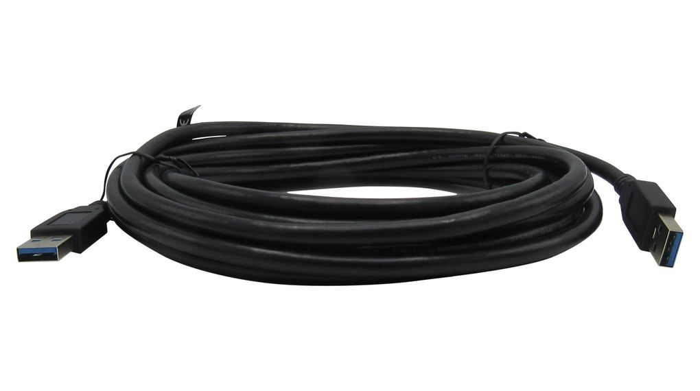 Cable, USB-A Plug - USB-A Plug, 5m, USB 3.0, Black
