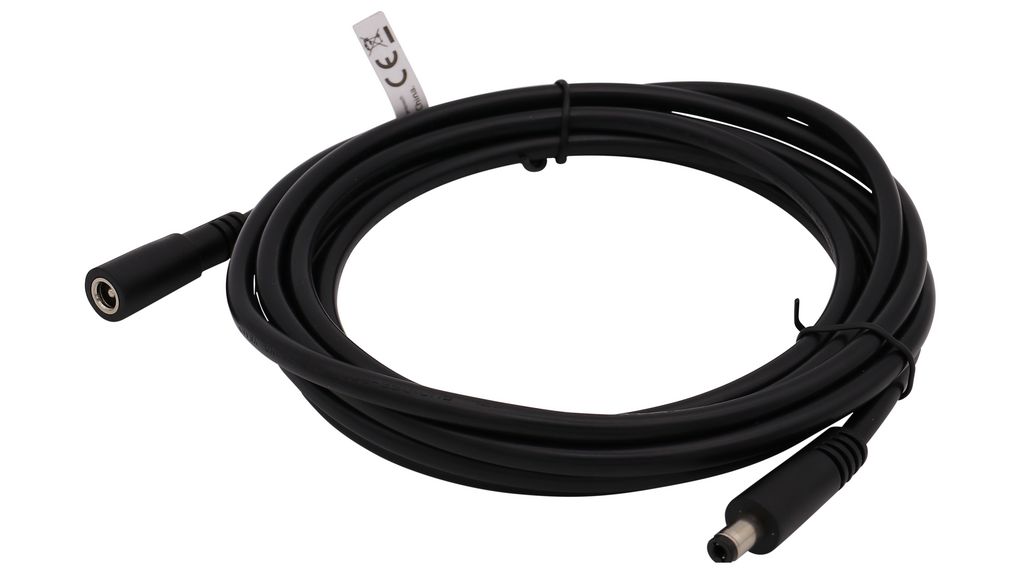 Câble de raccordement CC, 2.5x5.5x9.5mm Fiche - 2.5x5.5x9.5mm Prise femelle, Droit, 10m, Noir