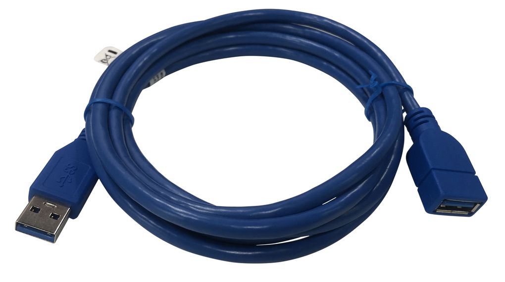 Cable, USB-A Plug - USB-A Socket, 2m, USB 3.0, Blue