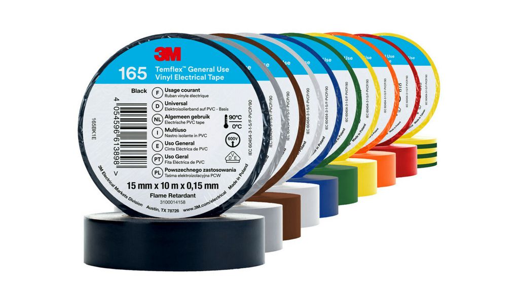 Assorted Vinyl Electrical Tape 15mm x 10m Assorted