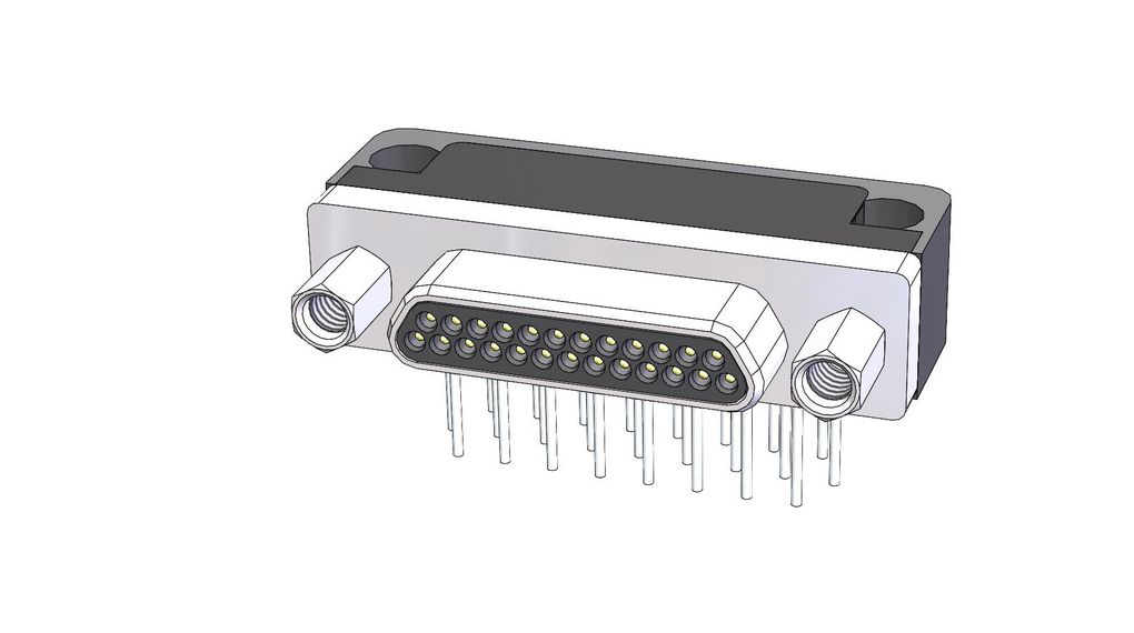 Konektor Micro-D, plášť s povrchovou úpravou - bezelektrický nikl, Zásuvka, Micro-D 21P, Kolíky PCB
