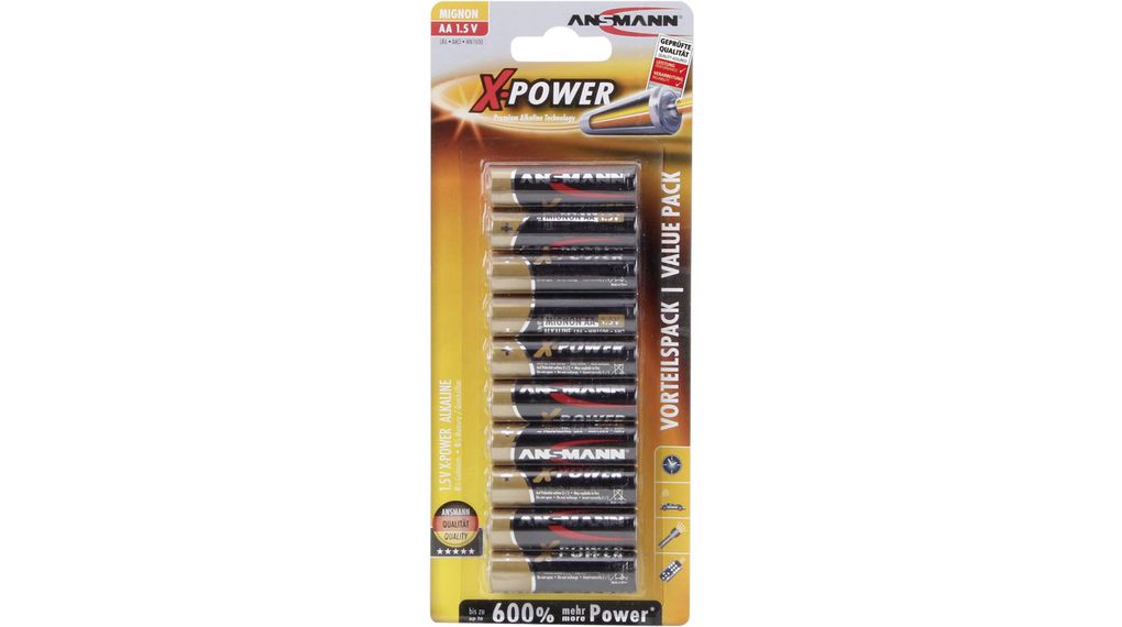 Primary Battery, Alkaline, AA, 1.5V, X-Power, Pack of 10 pieces