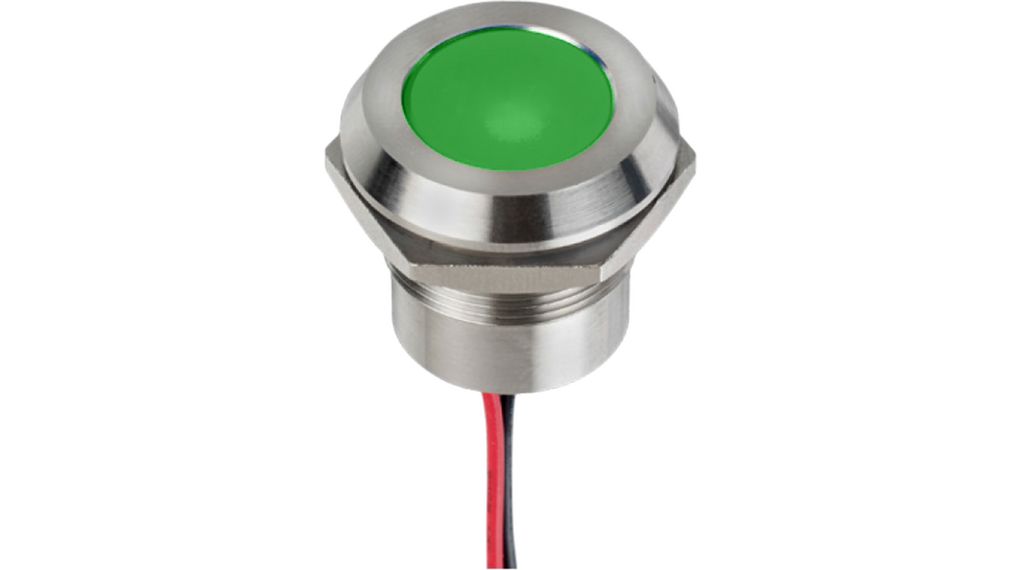 LED kontrolkaZadní vodič s epoxidem Pevný Zelená DC 24V