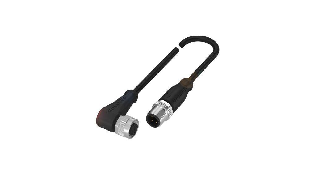 BALLUFF Right Angle Female M12 to Straight Male M12 Sensor Actuator Cable, 600mm