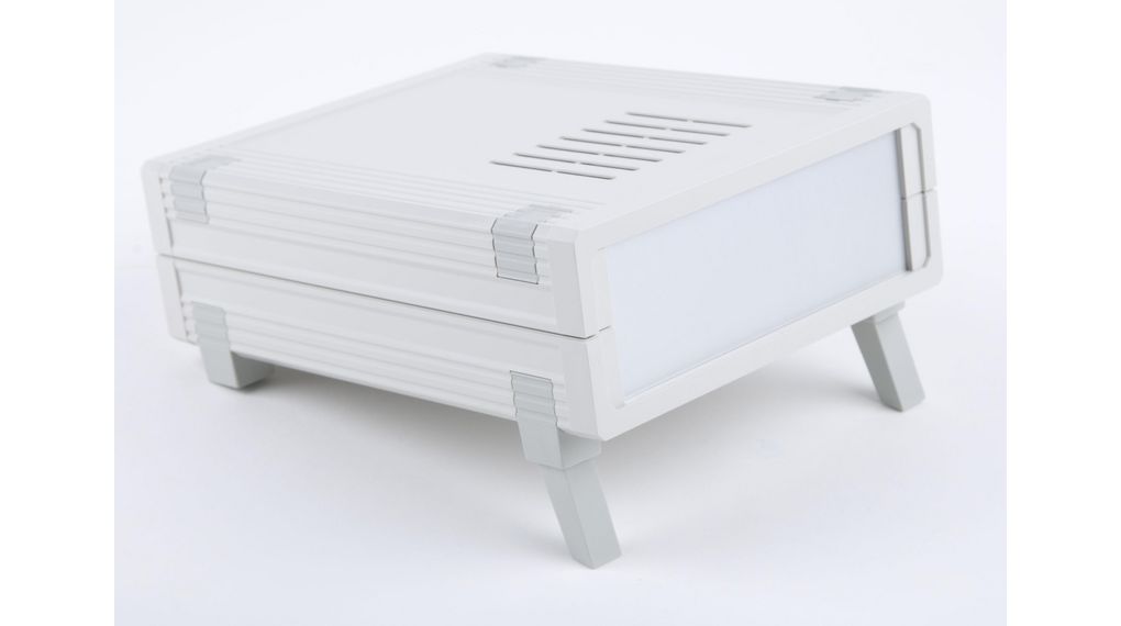 Plastic Enclosure with Air Vents, ABS, 158x199x62mm, Light Grey