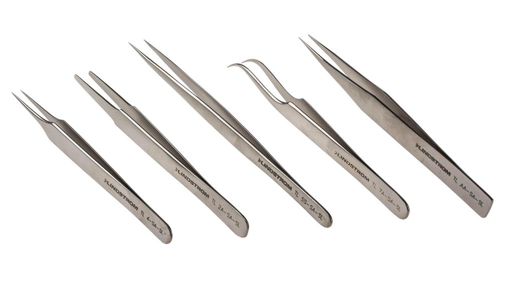 Tweezer Set, 5pcs Electronic Stainless Steel Sharp / Flat Round / Long / Angled / Extra Fine 140mm
