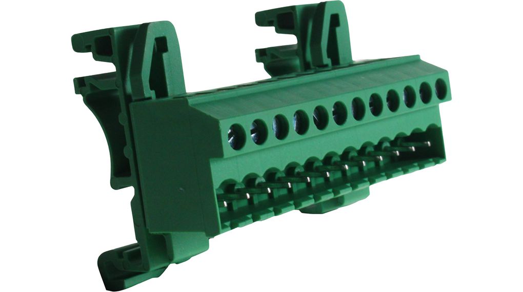 DIN Rail Mounted Pluggable Terminal Block, Straight, 5.08mm Pitch, 12 Poles