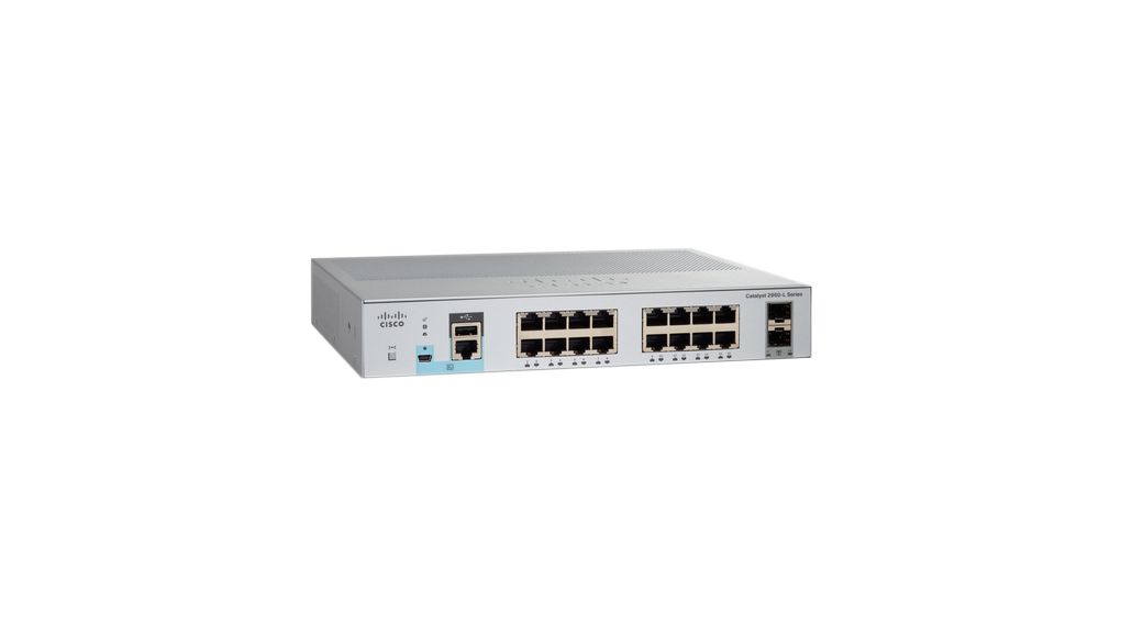 WS-C2960L-16TS-LL | Cisco Ethernet Switch, RJ45 Ports 16, 1Gbps