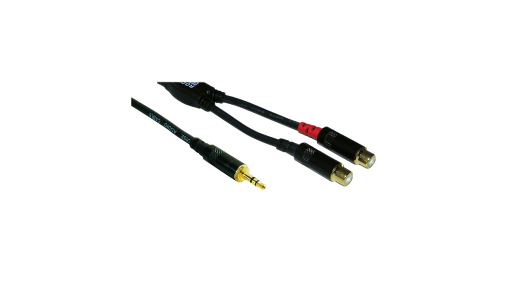 Audio Cable, Stereo, 3.5 mm Jack Plug - 2x RCA Socket, 150mm