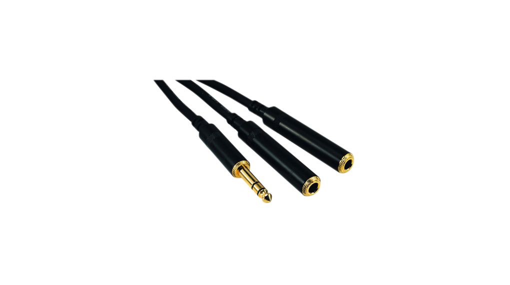 Audio Cable, Stereo, 6.35 mm Jack Plug - 2x 6.35 mm Jack Plug, 300mm