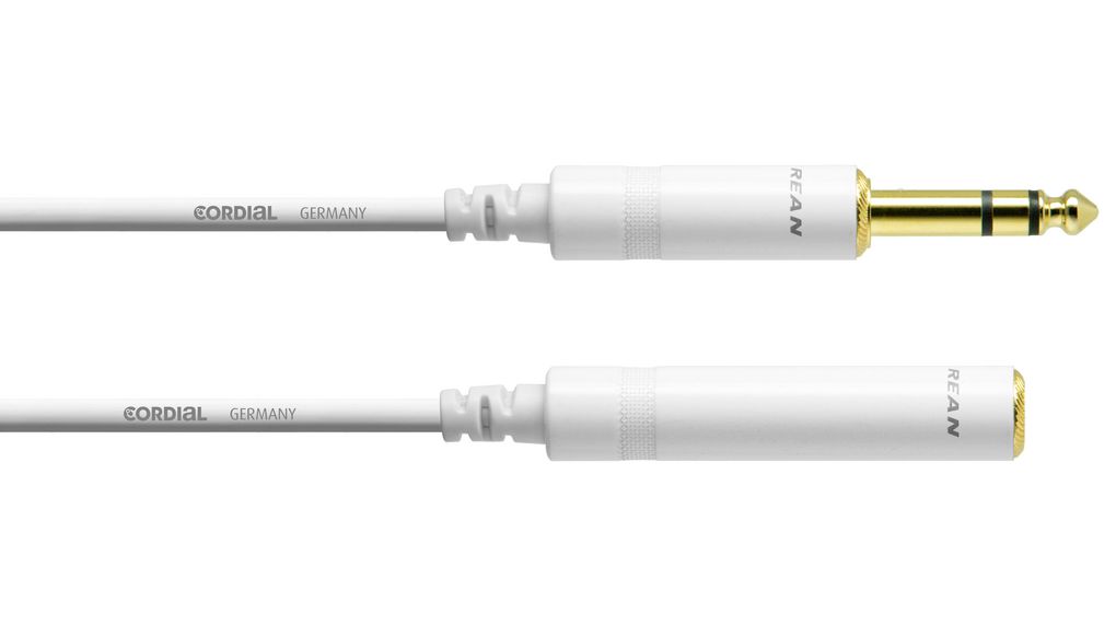 CFM 5 VK-SNOW, Cordial Câble audio, Fiche jack 6.35 mm - Prise Jack 6.35  mm, 5m
