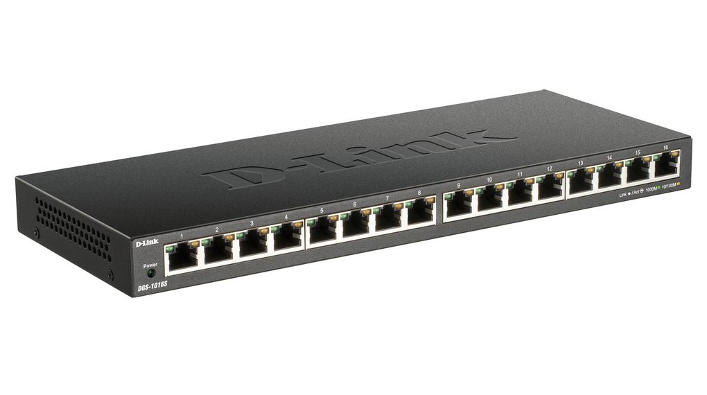 Ethernet-Switch, RJ45-Anschlüsse 16, 1Gbps, Unmanaged