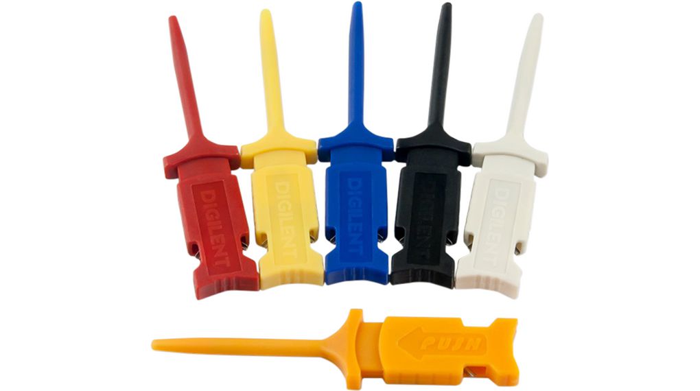 Mini Grabber Testclips, Rot / Gelb / Blau / Schwarz / Weiss / Orange, Packung à 6 Stück
