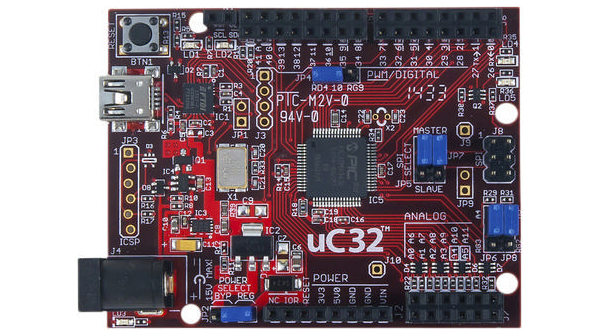 uC32 Arduino-programmierbare PIC32-Mikrocontrollerkarte USB / UART / SPI / I²C PIC32MX340F512H
