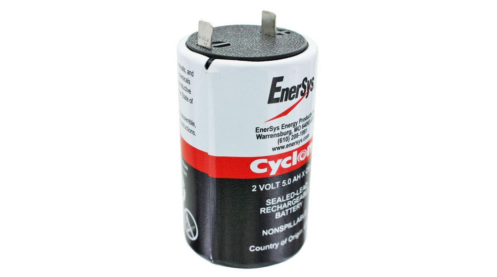 Laddningsbart batteri, Blysyra, 2V, 5Ah, Flatstift, 6.3 mm