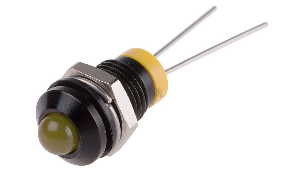 Yellow Panel Mount Indicator, 2V dc, 8mm Mounting Hole Size, IP67