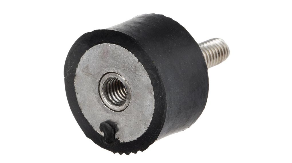 Cylindrical M6 Anti Vibration Mount, Male to Female Bobbin with 47.3kg Compression Load