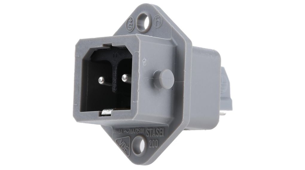 ST IP54 Grey Panel Industrial Power Connector2P+E, Rated At 16 A, 250 V, Gris, Montage sur panneau, 16A, IP54, 250V