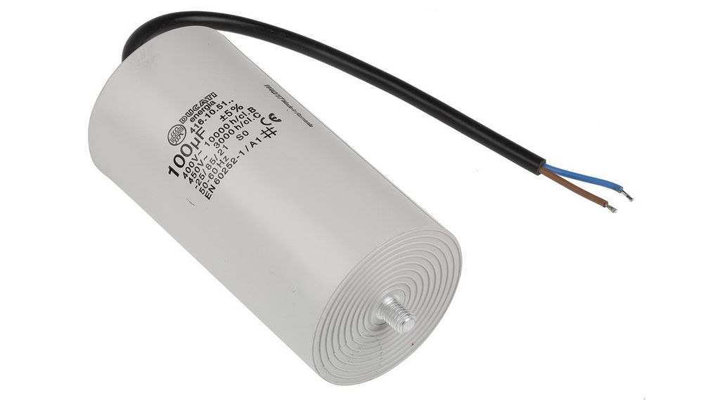 Ducati Energia 4.16.10 Polypropylene Film Capacitor, 450V ac, ±5%, 100uF, Stud Mount