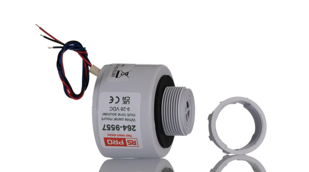 Panel Mount Multi Tone Alarm Sounder, 9 → 28 V dc, 92dB at 1 m, IP65, DC, 32-Tone