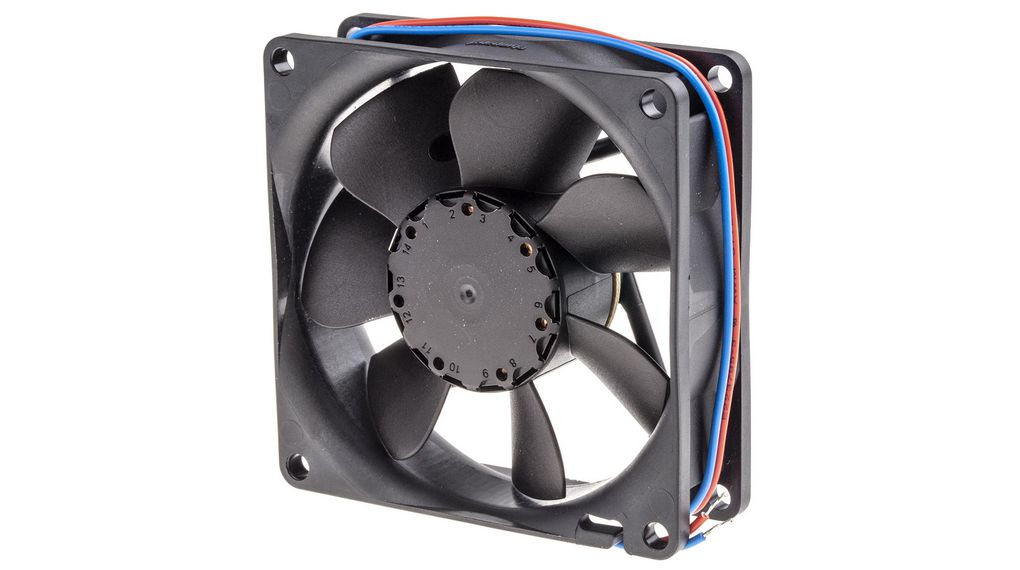 ebm-papst 8400 N Series Axial Fan, 12 V dc, DC Operation, 79m³/h, 2.8W, 233mA Max, 80 x 80 x 25mm 80x25mm