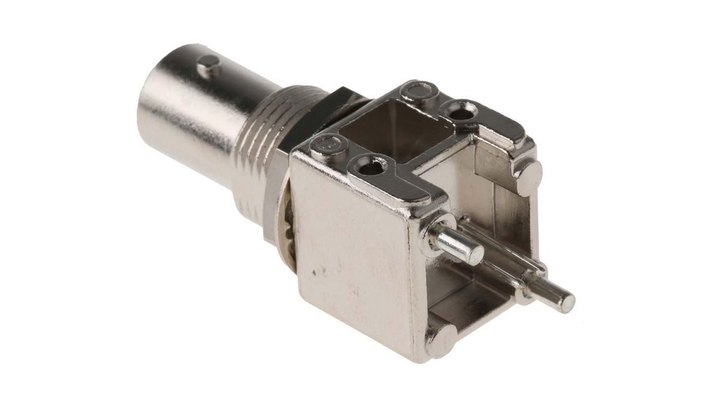 Jack PCB Mount BNC Connector, 50Ohm, Through Hole Termination, Straight Body, Hona, Rak, 50Ohm