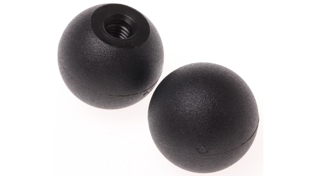 Black Ball Clamping Knob, M6, Threaded Hole, Schwarz, Packung à 10 Stück
