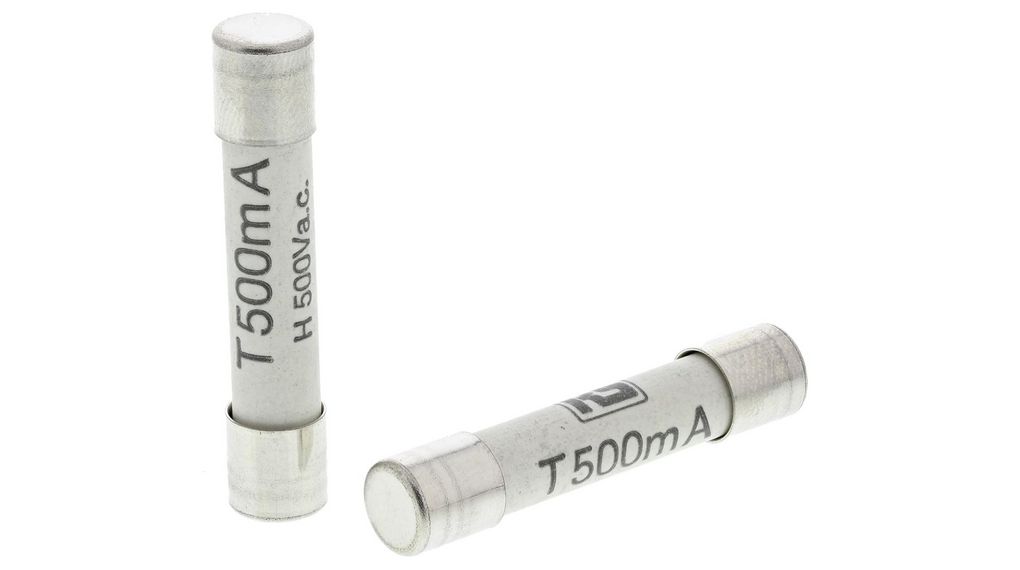 500mA T Ceramic Cartridge Fuse, 6.3 x 32mm, Pack of 10 pieces