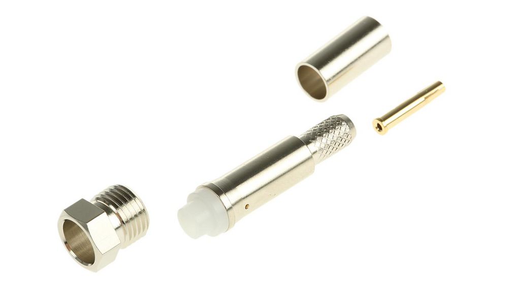 Jack Cable Mount FME Connector, 50Ohm, Crimp Termination, Straight Body