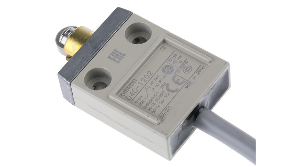 Omron D4C Series Roller Plunger Limit Switch, NO/NC, IP67, SPDT, Metal Housing, 250V ac Max, ac 5A Max