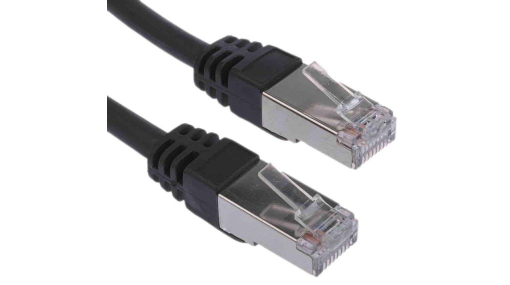 30m Cat6, Black RJ45 to Male RJ45 Male, F/UTP Shielded, Terminated LSZH Sheath