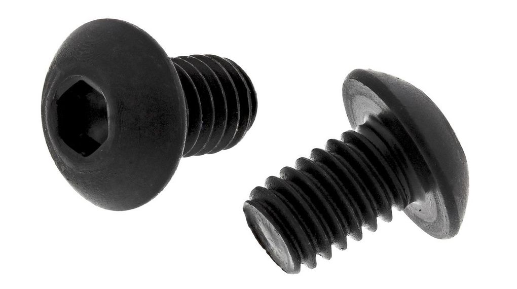 Black, Self-Colour Steel Hex Socket Button Screw, ISO 7380, M4 x 6mm, Packung à 100 Stück