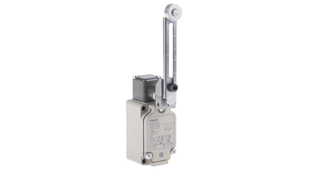 Omron WL Series Adjustable Roller Lever Limit Switch, NO/NC, IP67, DPST, Metal Housing, 250V ac Max, 2A Max, Adjustable Roller Lever, Metal