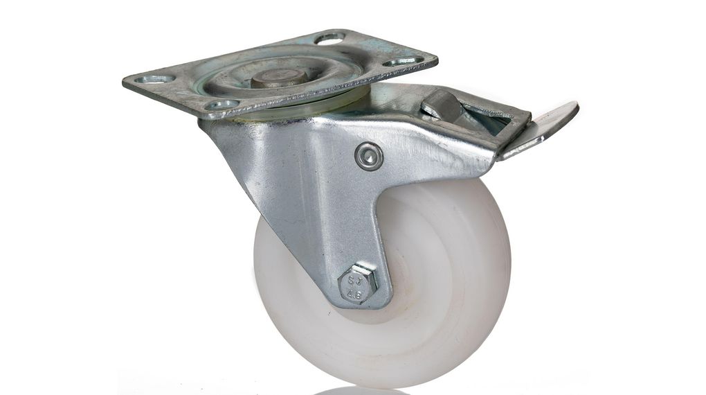 Braked Swivel Castor Wheel, 70kg Capacity, 75mm Wheel, 75mm, 70kg