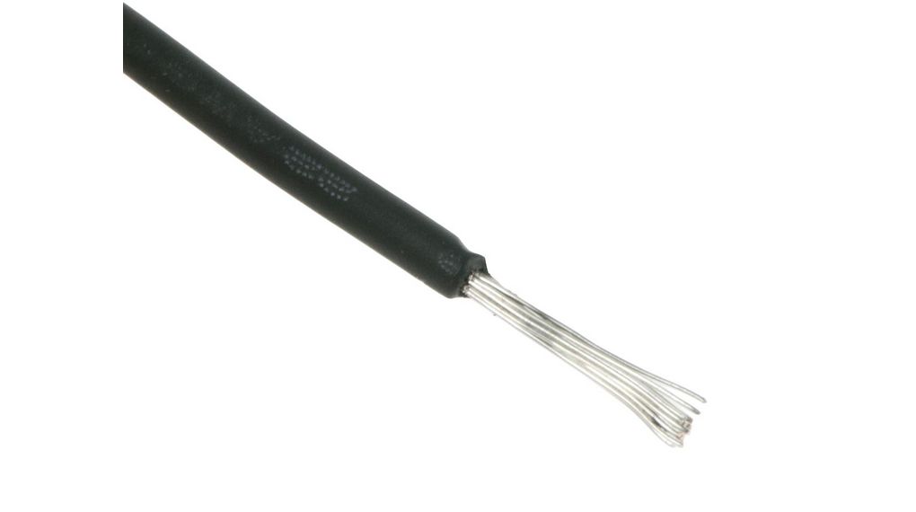 Black 0.33mm² Hook Up Wire, 22 AWG, 17/0.16 mm, 100m, XLPE Insulation
