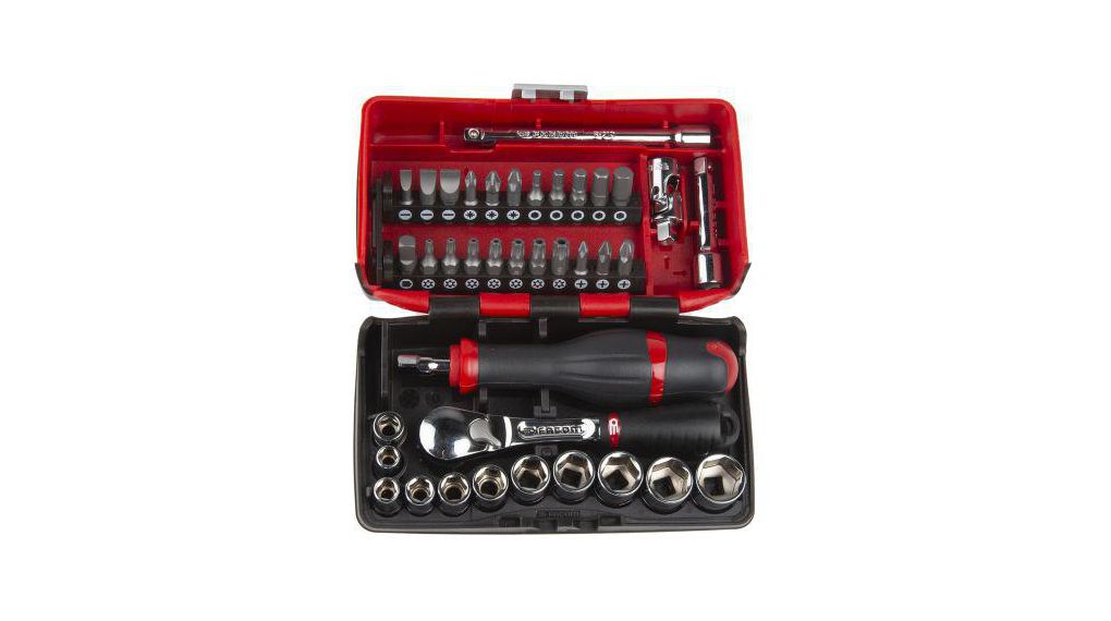 38-Piece Metric 1/4 in Standard Socket/Bit Set with Ratchet, 6 point; Hex Bit; Phillips Bit; Pozidriv Bit;