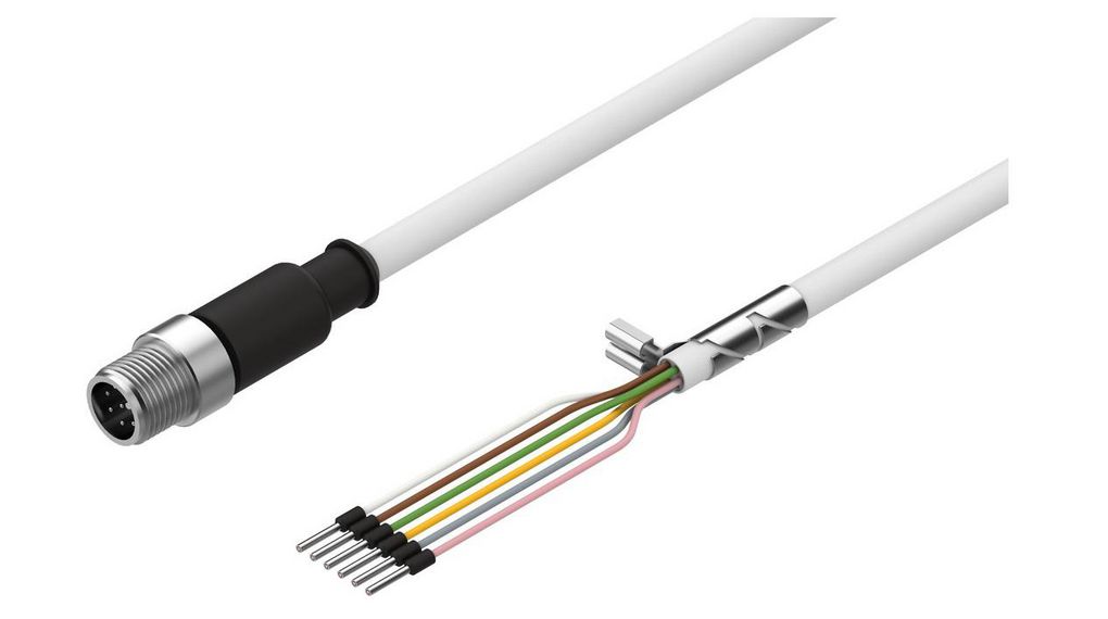 Kabel, öppen ände - 8-pin A-kodad M12-kontakt, 7m