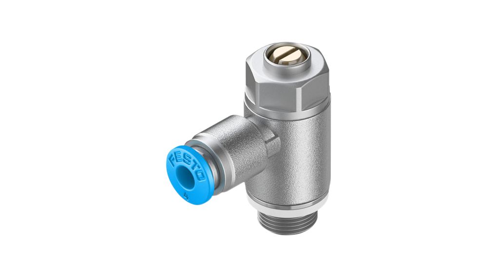 Flow Control Valve, Slotted Screw, G1/8" / QS-4, 20kPa ... 1MPa, 160L/min