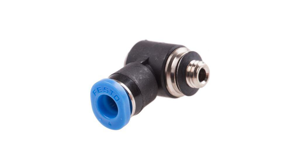 QS Series Elbow Threaded Adaptor, M5 Male to Push In 4 mm, Threaded-to-Tube Connection Style, 130831