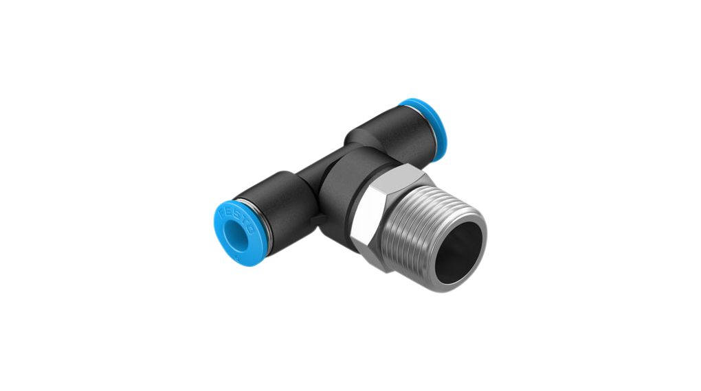 T-Fitting, Compressed Air, Brass, 47.5mm, R3/8", Male Thread