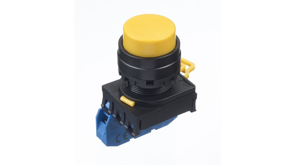 Pushbutton Switch Momentary Function 1NO Panel Mount Black / Yellow