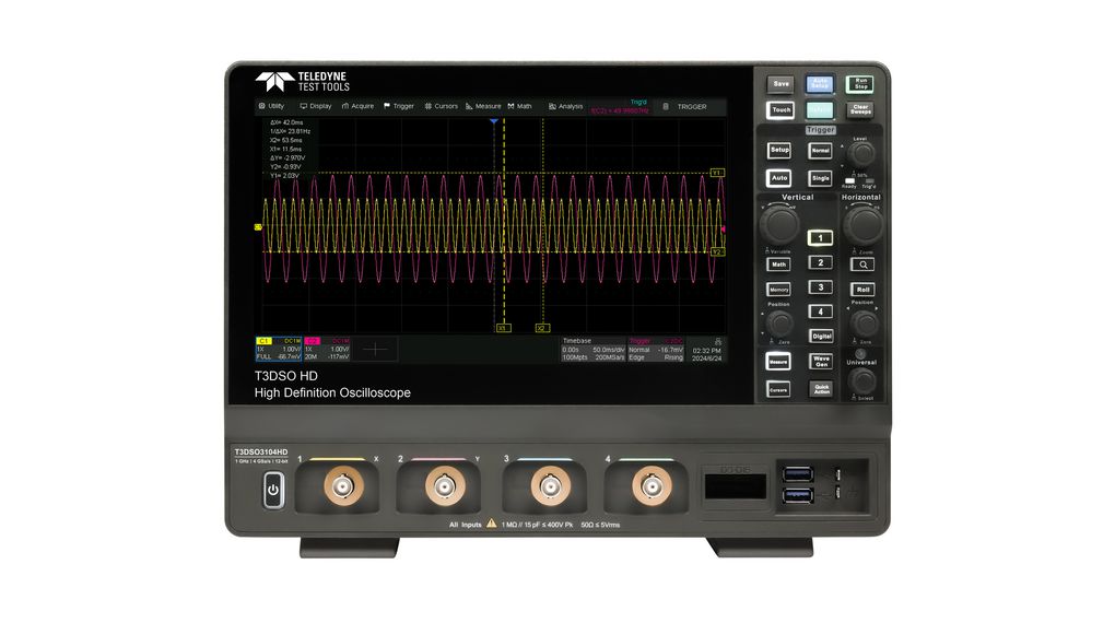 Oscilloscope, FULLY LOADED T3DSO3000HD DSO 4x 350MHz 4GSPS USB / Ethernet / Auxiliary Bus