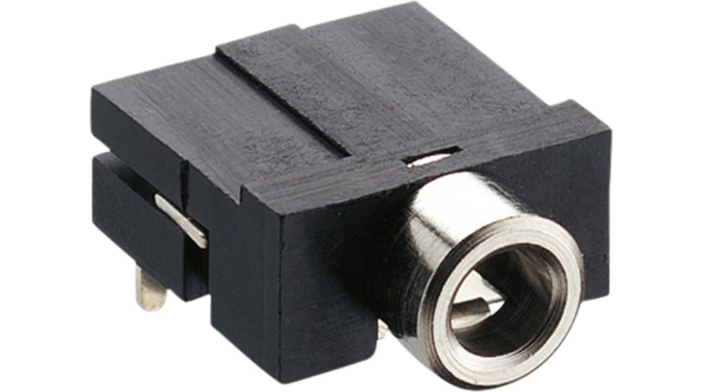 Jack Socket, Right Angle, Nickel / Silver, 3.5 mm, Poles - 3