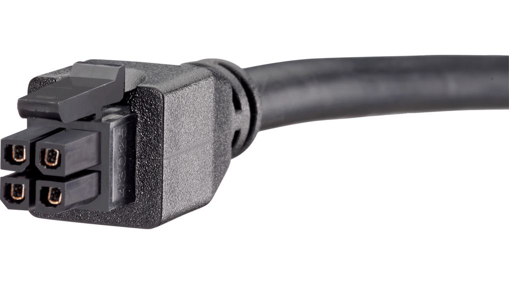 Overmolded Cable Assembly, Micro-Fit 3.0 Receptacle - Micro-Fit 3.0 Receptacle, 4 Circuits, 1m, Black