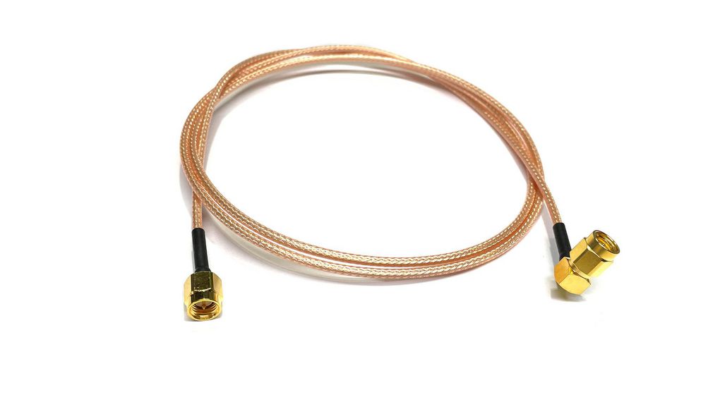 RF Cable Assembly, SMA Male Straight - SMA Male Angled, 914mm, Gold