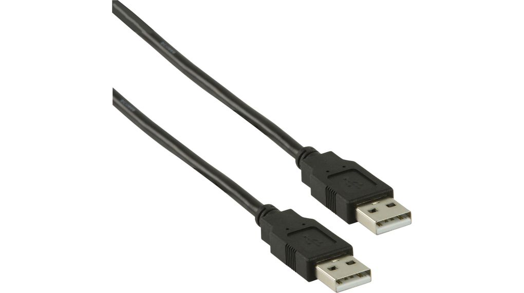 Cable, Zástrčka USB A - Zástrčka USB A, 2m, USB 2.0, Černá
