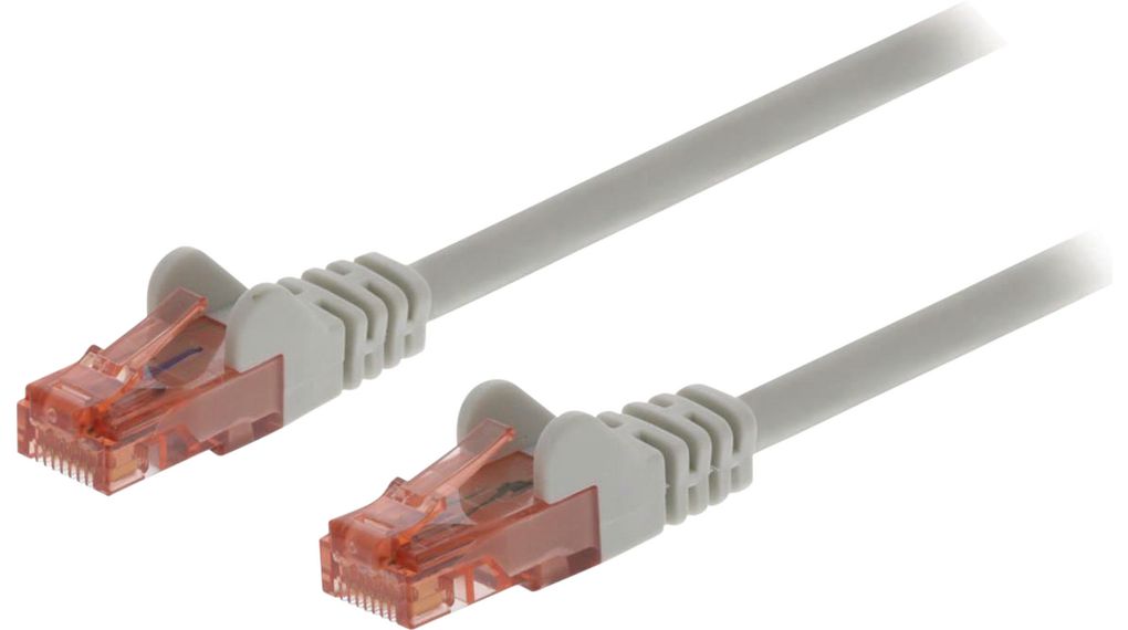 Patch-kabel, RJ45-plugg - RJ45-plugg, Cat 6, U/UTP, 15m, Grå